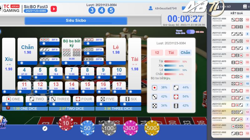 giao diện Xổ số TC AB77
