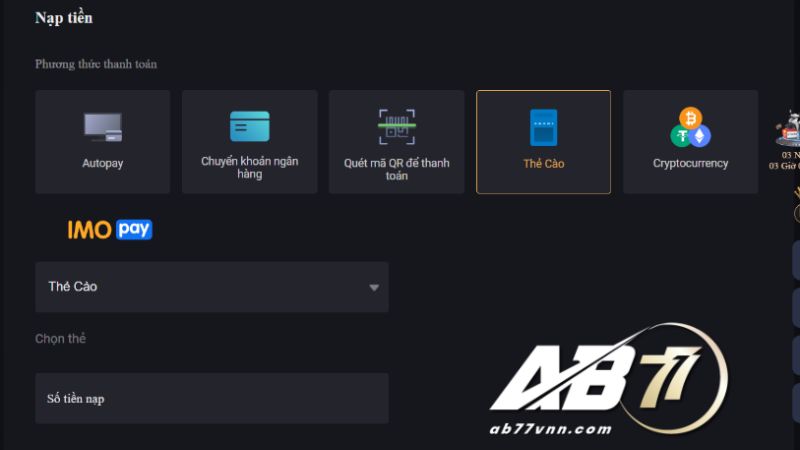 Nạp tiền AB77